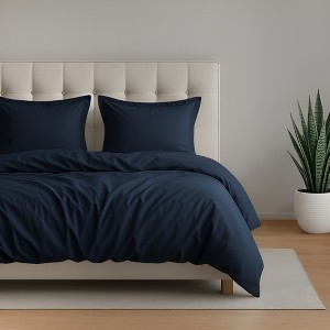 American Soft Linen Luxury Ultra Soft 100% Cotton Sateen Weave Solid Duvet Cover Set - Includes 1 Duvet Cover & 2 Pillow Sham Set - 1 of 4