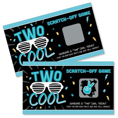 Big Dot of Happiness Two Cool - Boy - Blue 2nd Birthday Party Game Scratch Off Cards - 22 Count