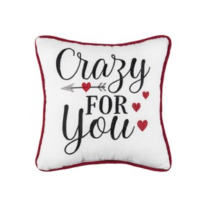 C&F Home 10" x 10" Valentine's Day "Crazy For You" Embroidered Small/Petite Accent Throw Pillow - 1 of 4