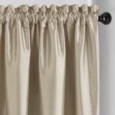 Ivory Faux Silk Blackout Window Curtain Panel