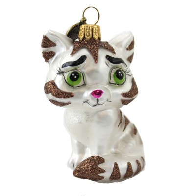 Blubom 3.5 Inch Brown Striped Cat Ornament Kitten Pet Feline Meow Tree Ornaments