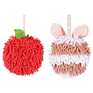 REGALWOVEN 2 Pcs Comfortable Soft Absorbent Chenille Ball Fuzzy Hand Towels - 1 of 4