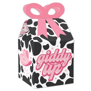 Big Dot of Happiness Rodeo Cowgirl - Square Favor Gift Boxes - Pink Western Party Bow Boxes - Set of 12 - 1 of 4