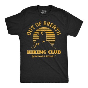 Mens Funny T Shirts Out Of Breath Hiking Club Sarcastic Nature Graphic Novelty Tee for Men - Crazy Dog Men's T Shirt For Campers - 1 of 4