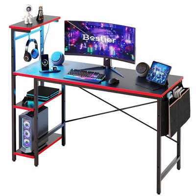 Bestier 52 Inch LED Gaming Desk with 4 Tiers Shelves & Storage Bag