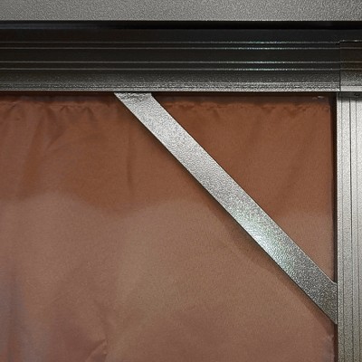 Outsunny 10x10 Dark Brown Aluminum and Steel Hardtop Gazebo with Curtains