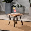 ACEPANO 18 in. W Modern Industrial Side Table with Rosewood Top & Iron Legs-Brown - 4 of 4