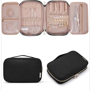 Jewelry Organizer Bag Travel Jewelry Storage Cases for Necklace, Earrings, Rings, Bracelet, Black - 1 of 4