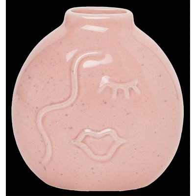 Totalee Gift Pink Face Flat Vase Ceramic Pink