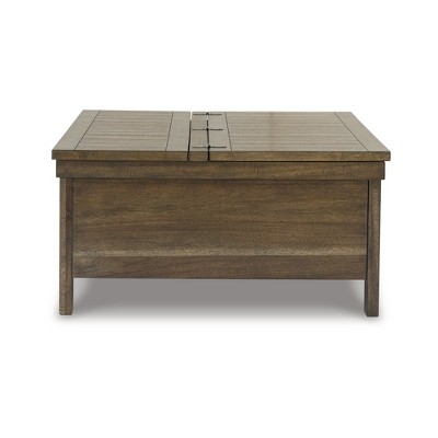 Dark Acacia Lift-Top Cocktail Table with Storage