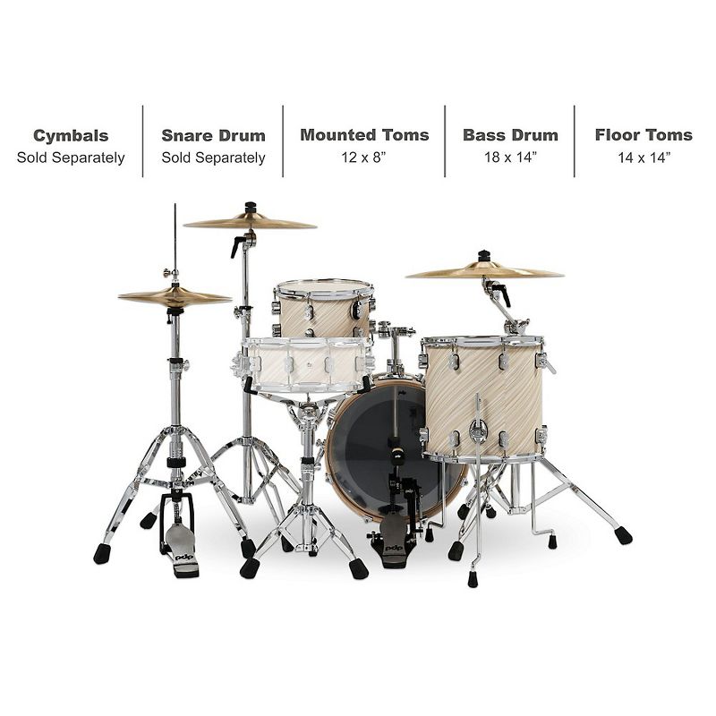 PDP by DW Concept Maple 3-Piece Bop Shell Pack Twisted Ivory, 2 of 7