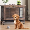 Small Dog Crate Furniture with 2 Doors and Wheels, Heavy Duty Wooden Indoor Dog House Cage for Small and Medium Dogs - 2 of 4