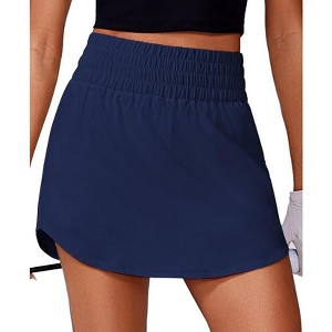 Pinspark Golf Skirts for Women High Elastic Waisted Athletic Skort 2 Pockets Curved Hem Tennis Skirt for Pickleball Workout - 1 of 4