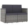 vidaXL 2 Seater Sofa Couch with Cushions Patio Wicker Love Seat PE Rattan - Gray - 2 of 4