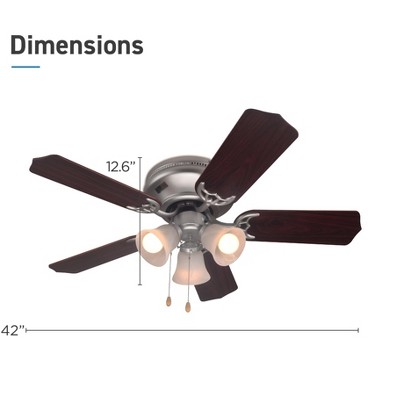 42" Silver Ceiling Fan with Reversible Walnut Blades and Lights
