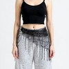 Anna-Kaci Women's Sheer Mesh Sequin Fringe Hip Scarf Belt Wrap with Asymmetrical Hem 59in - Black - 4 of 4