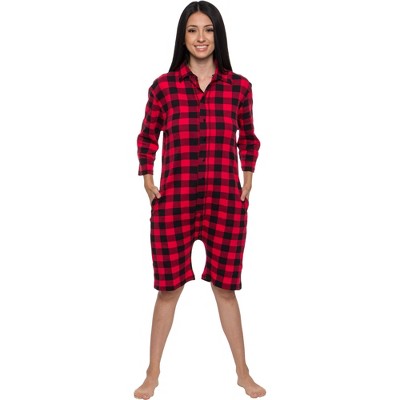 Silver Lilly- Buffalo Plaid Women's Short Sleeve Holiday Romper