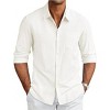 COOFANDY Men's Long Sleeve Button Down Shirts Casual Cotton Linen Shirts Summer Beach Shirt with Pocket - 2 of 4