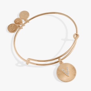 Alex and Ani Initial V Pave Starburst Texture Bangle - 1 of 3