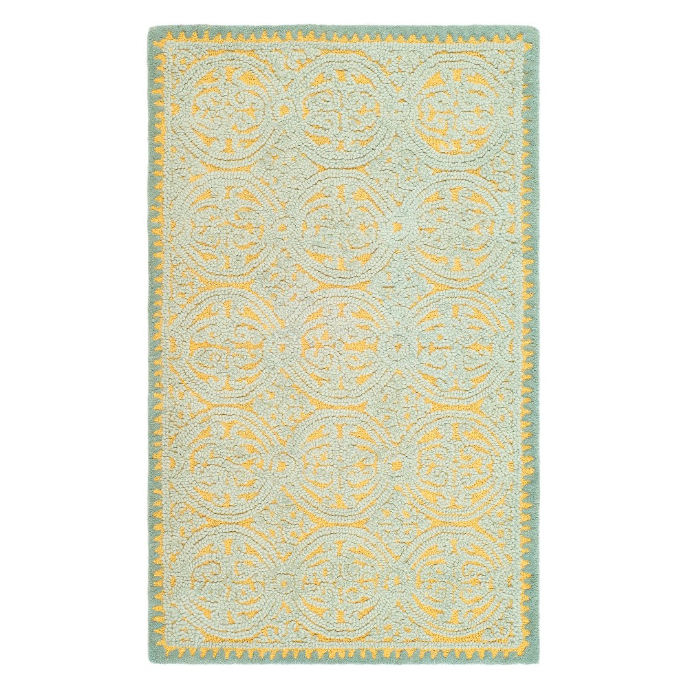 3'x5' Medallion Tufted Accent Rug Blue/Gold - Safavieh