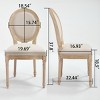 Set of 2 French Country Dining Chairs with Carved Wood Legs and Fan/Round Back in Linen for Kitchen or Dining Room-Cuddlewood - 4 of 4