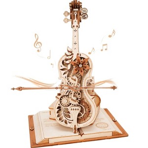 ROBOTIME 3D Puzzle Model Wooden Model Kit Magic Cello  Building Kit Desk, Beige, 8.1"*7.3"*9.3" - 1 of 4