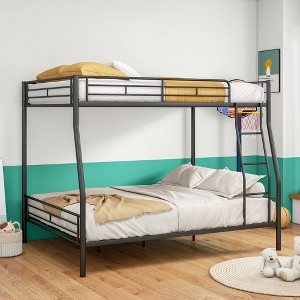 SeaCamel Full over Queen Bunk Bed for Adults - Heavy-Duty Metal Frame, Quiet & Sturdy, No Box Spring Needed, Space-Saving Solution - 1 of 4