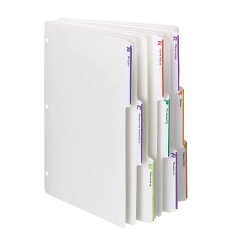 Seashell 8-Tab Plastic Binder Dividers, Insertable Index Dividers for 3  Ring Binders, Letter Size, Durable, Assorted Colors, School Subject Binder