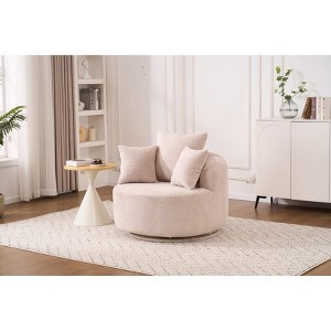 TiramisuBest Oversize Round Swivel Chair Cozy Club 360 degrees Swivel Sofa with 3 Pillows Chenille Fabric with Gray for sofa - 1 of 4