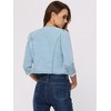 Allegra K Women's Cropped Denim Jacket 3/4 Sleeves Frayed Casual Collarless Jean Jackets - 3 of 4