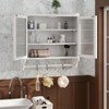 KTMBDW Bathroom Cabinet Wall Mounted with Glass Doors, Vintage Hanging Cabinet with 3 Shelves and Towel Rack for Bathroom, Kitchen, Dining Room - 4 of 4