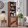 Farmhouse Bookshelf with 2 Large File Drawers, 72" Tall Bookcase with Storage,  4 Tier Rustic Wood Bookshelf for Home, Living Room - 3 of 4
