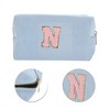 Unique Bargains Corduroy Rectangular Letter Makeup Bag Sky Blue 1 Pc - 4 of 4