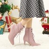 Allegra K Women's Pointy Toe Zip Lace Up Stiletto Heel Ankle Boots - 2 of 4