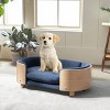Bulldog 26.4" Width Small Dog Beds With Removable Washable Cover, Velvet Cushion With Solid Wood legs and Bent Wood Back-The Pop Home - 4 of 4