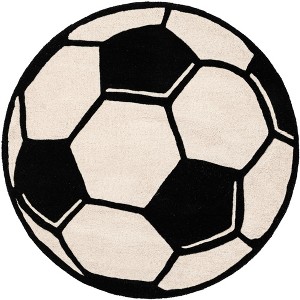 Unique Loom Playtime Kids Wool Collection Area Rug - Soccer Ball - 1 of 4