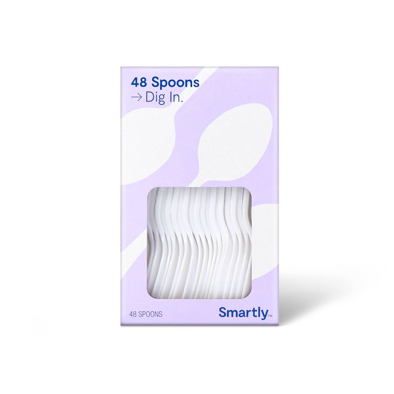 Plastic Spoons Disposable Tableware - 48ct - Smartly&#8482;, 1 of 4