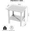 OBOKATA Outdoor 2-Tier Storage Patio Side Table, Weather Resistant Patio End Table for Backyard & Pool, Durable HDPE Small Outdoor Table (White) - 3 of 4