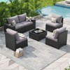 Aoxun 6-Piece Outdoor Wicker Sectional Set with 4'' Cushions & Wide Armrests, Patio Conversation Sofa with Waterproof Cover for Backyard or Garden - 2 of 4