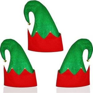 Elf Hats for Kids & Adults (3 Pack) Bulk Felt Christmas Elf Costume Hat Accessories for Men Women, Christmas Party Costume, Santa Hat By 4E's Novelty - 1 of 4