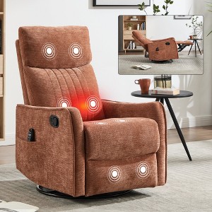 Hrinhom 26.4"W Chenille Massage Recliner Chair with Rocker and Swivel - 1 of 4