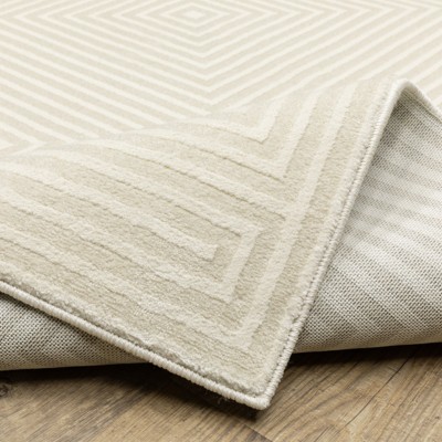 Ivory Geometric Rectangular Synthetic Area Rug 5'3" x 7'6"