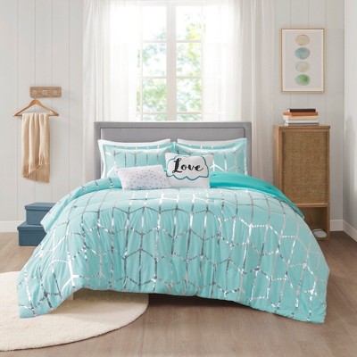 Stylish Geometric Metallic Print Comforter Set, All Season Home Textile for Modern Bedroom Decor, Valentine's Day Gifts