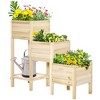 Outsunny 49'' x 18'' x 43'' 3-Tier Raised Garden Bed w/ Storage Shelf, Wood Raised Garden Boxes, Freestanding Wooden Plant Stand - 4 of 4