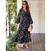 Casual V Neck Boho Floral Print Wedding Guest Maxi Dresses for Women Bohemian Flowy Maxi Dress - 4 of 4
