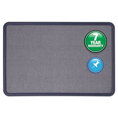 Quartet Contour Fabric Bulletin Board, 36 x 24, Light Blue Surface, Navy Blue Plastic Frame