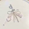 Anna-Kaci Pearl and Ribbon Bow Angel Keychain Charm with Crystal Details - Mauve Pink - 2 of 4