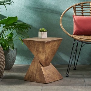 Okak Modern Outdoor Side Table with Unique Design, Stylish Patio End Table with Square Tabletop, Outdoor Coffee Table for Patio, Garden - 1 of 4