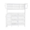 TiramisuBest Modern Hall Tree with Metal Hooks & Storage, Multi-Functional Entryway Coat Rack with Shoe Cubbies, White, Pre-Sale Date: December 18th - 4 of 4