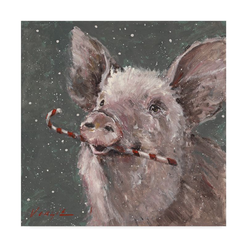 Trademark Fine Art -Mary Miller Veazie 'Teri The Christmas Pig' Canvas Art, 2 of 4